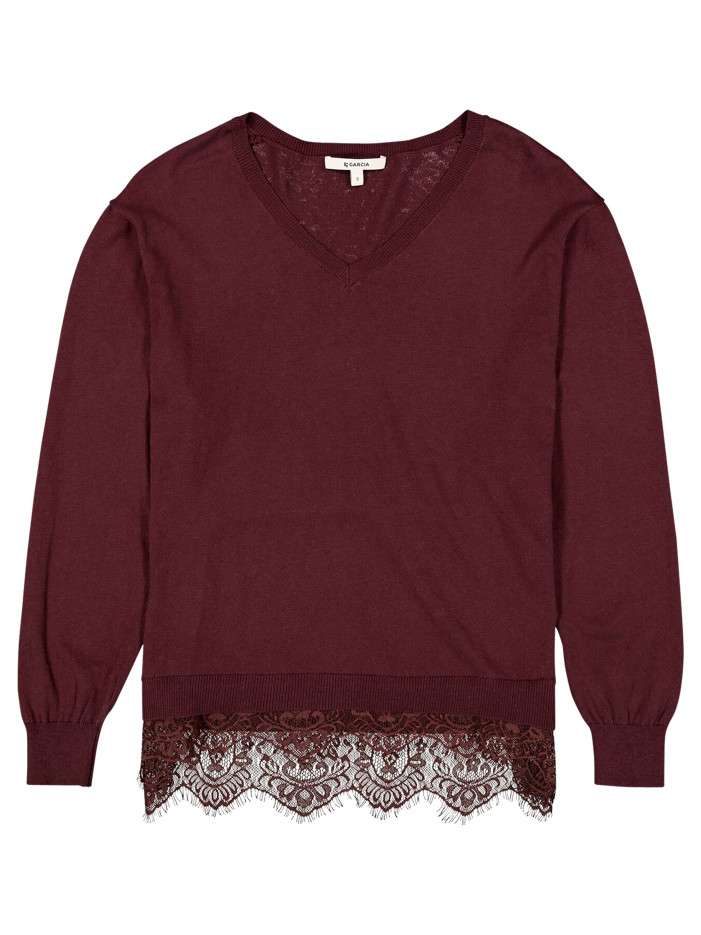 Pull en coton marron à...