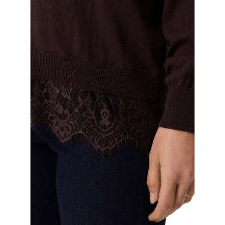 Pull en coton marron à coupe droite pourvu d'un col v et de manches longues - Image 4