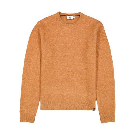 Pull camel à coupe droite pourvu d'un col rond et de manches longues
