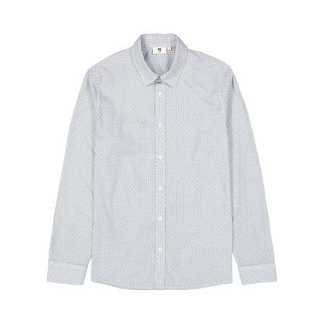 Chemise en coton bleue à motifs géométriques pourvue d'une coupe ajustée