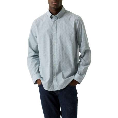 Chemise en coton bleue à motifs géométriques pourvue d'une coupe ajustée - Image 2
