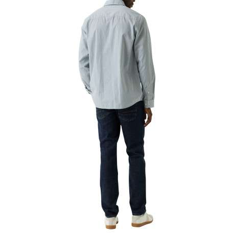 Chemise en coton bleue à motifs géométriques pourvue d'une coupe ajustée - Image 3