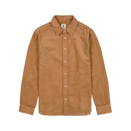 Chemise en coton camel à coupe droite pourvue d'un col à revers