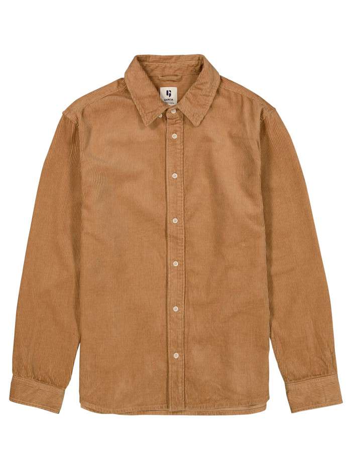 Chemise en coton camel à...