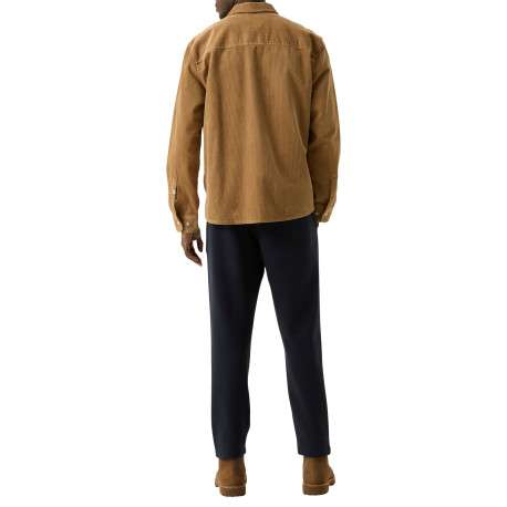 Chemise en coton camel à coupe droite pourvue d'un col à revers - Image 3