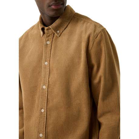 Chemise en coton camel à coupe droite pourvue d'un col à revers - Image 4