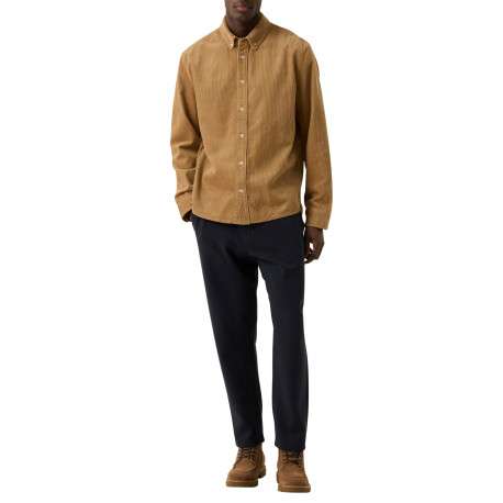 Chemise en coton camel à coupe droite pourvue d'un col à revers - Image 5