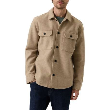 Veste beige à coupe droite pourvue d'un col à revers et de manches longues - Image 2