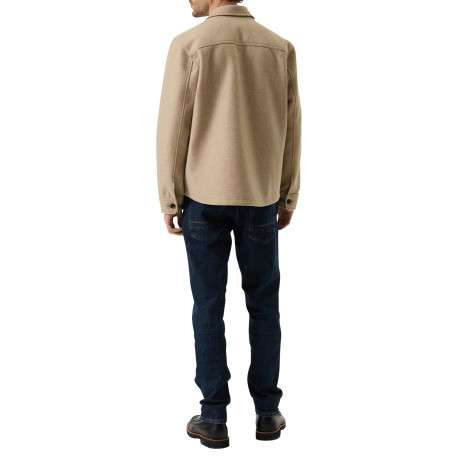 Veste beige à coupe droite pourvue d'un col à revers et de manches longues - Image 3