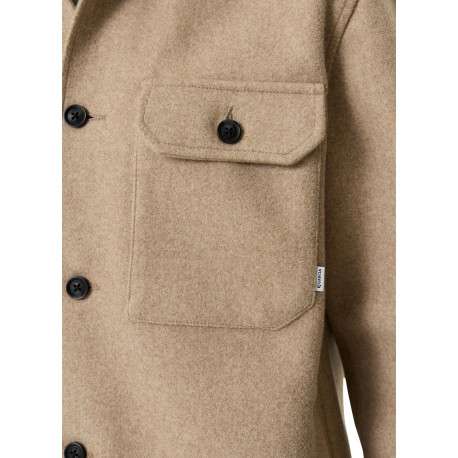 Veste beige à coupe droite pourvue d'un col à revers et de manches longues - Image 4