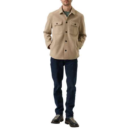 Veste beige à coupe droite pourvue d'un col à revers et de manches longues - Image 5