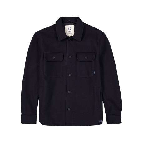 Veste marine à coupe droite pourvue d'un col à revers et de manches longues