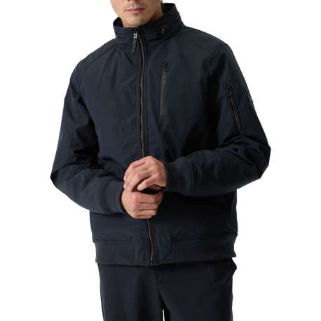 Blouson marine à coupe ajustée pourvu d'un col montant zippé - Image 3
