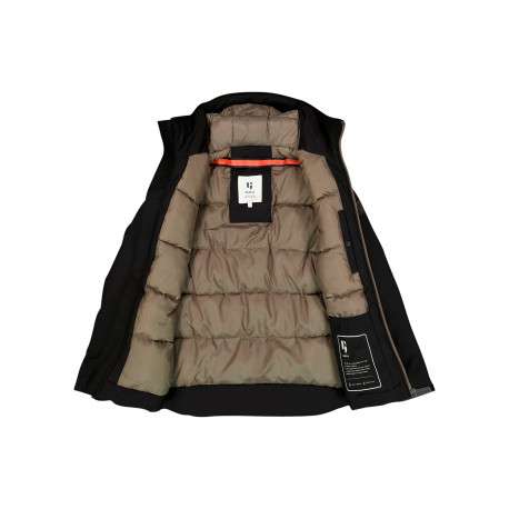Blouson noir à coupe ajustée pourvu d'un col à capuche et de manches longues - Image 2