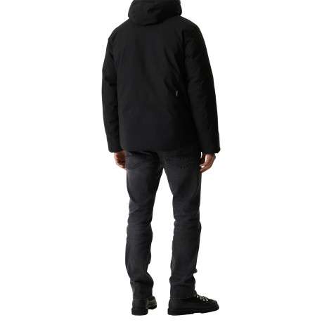 Blouson noir à coupe ajustée pourvu d'un col à capuche et de manches longues - Image 4