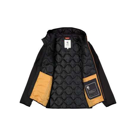 Blouson noir matelassé à coupe ajustée pourvu d'un col à capuche - Image 2