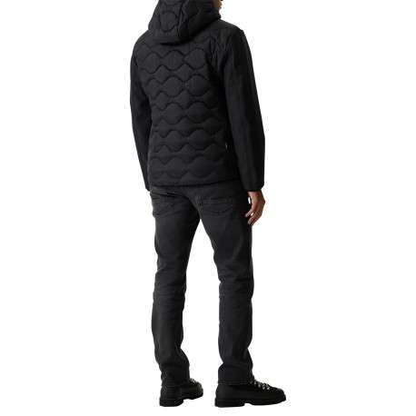 Blouson noir matelassé à coupe ajustée pourvu d'un col à capuche - Image 4