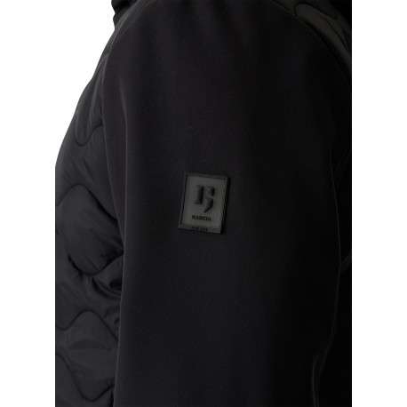 Blouson noir matelassé à coupe ajustée pourvu d'un col à capuche - Image 5