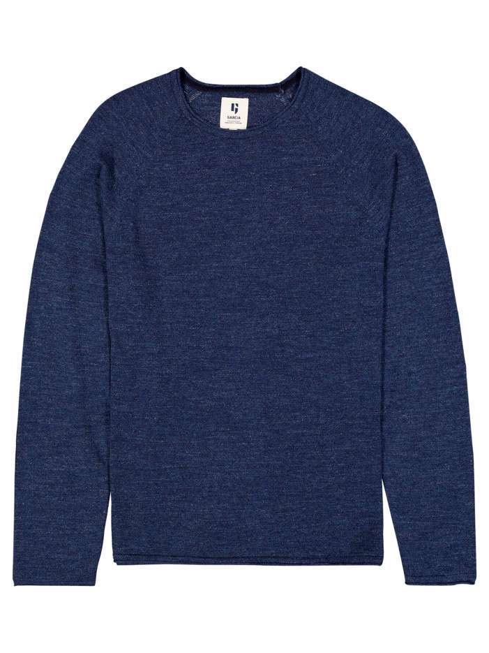 Pull en coton mélangé bleu...