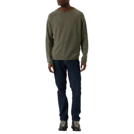 Pull en coton mélangé kaki à coupe droite pourvu d'un col rond - Image 5