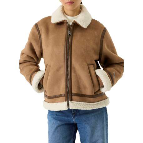 Blouson camel à coupe ajustée pourvu d'un col à revers et de manches longues - Image 3