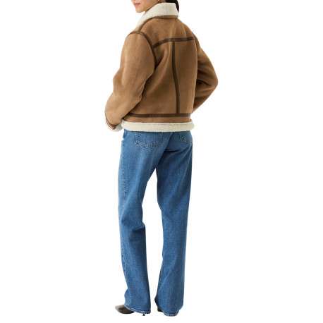 Blouson camel à coupe ajustée pourvu d'un col à revers et de manches longues - Image 4