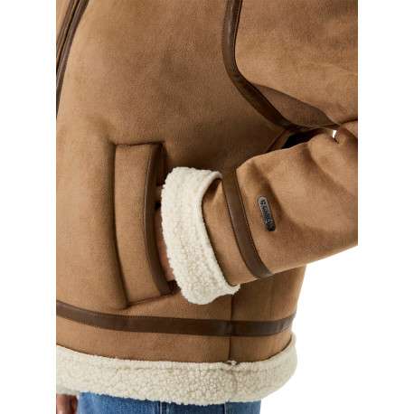 Blouson camel à coupe ajustée pourvu d'un col à revers et de manches longues - Image 5