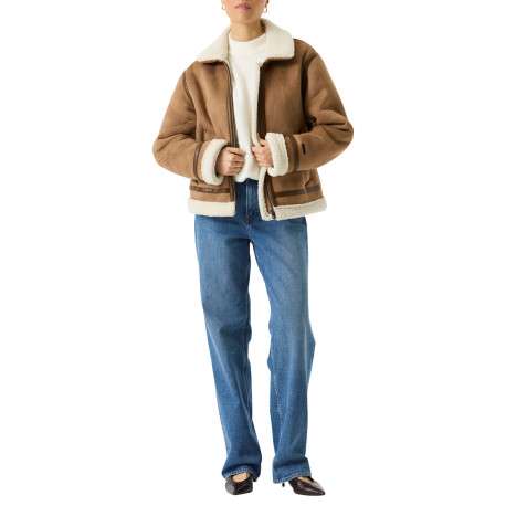 Blouson camel à coupe ajustée pourvu d'un col à revers et de manches longues - Image 6
