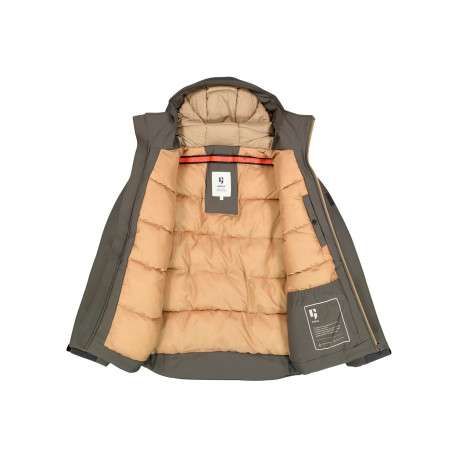 Blouson gris à coupe ajustée pourvu d'un col à capuche et de manches longues - Image 2