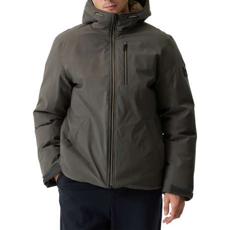 Blouson gris à coupe ajustée pourvu d'un col à capuche et de manches longues - Image 3