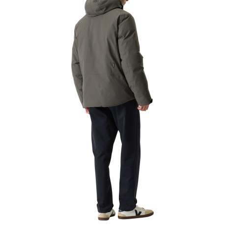 Blouson gris à coupe ajustée pourvu d'un col à capuche et de manches longues - Image 4