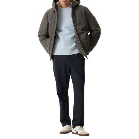 Blouson gris à coupe ajustée pourvu d'un col à capuche et de manches longues - Image 5