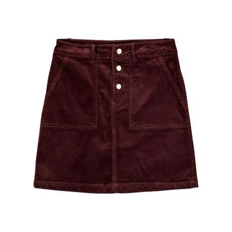 Jupe courte en coton marron pourvue d'une coupe droite et de poches italiennes