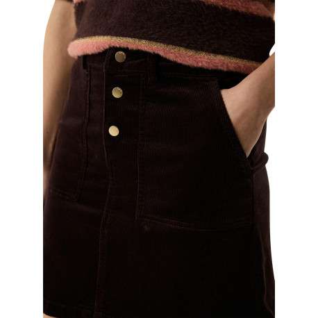 Jupe courte en coton marron pourvue d'une coupe droite et de poches italiennes - Image 4