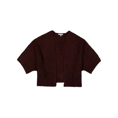 Gilet marron ouvert à coupe ajustée pourvu de manches courtes