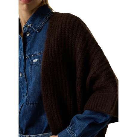 Gilet marron ouvert à coupe ajustée pourvu de manches courtes - Image 4