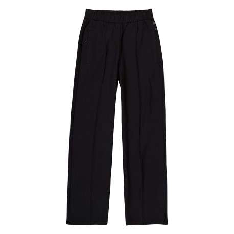 Pantalon chino noir à coupe bootcut pourvu d'une large ceinture élastiquée