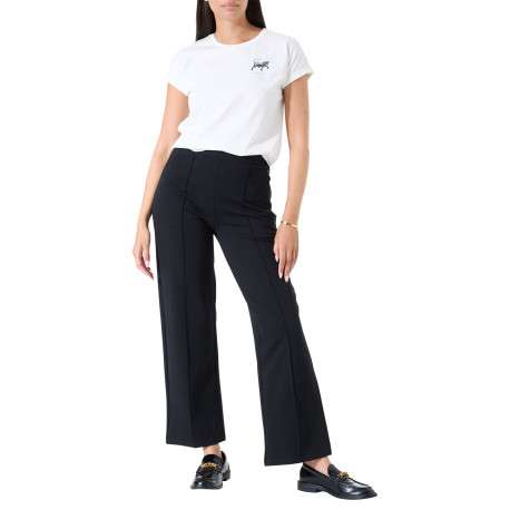 Pantalon chino noir à coupe bootcut pourvu d'une large ceinture élastiquée - Image 2