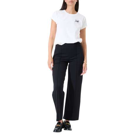Pantalon chino noir à coupe bootcut pourvu d'une large ceinture élastiquée - Image 5