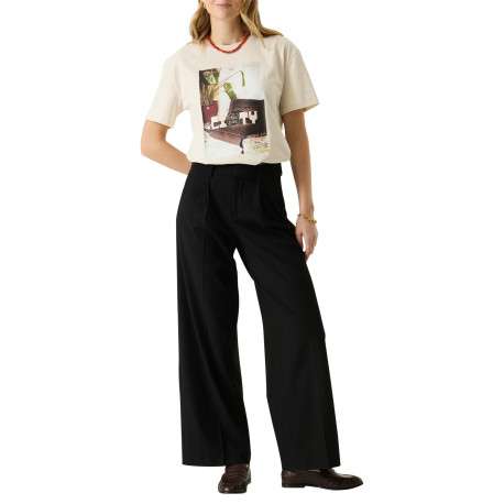 Pantalon chino noir à coupe bootcut pourvu de passants pour la ceinture - Image 5
