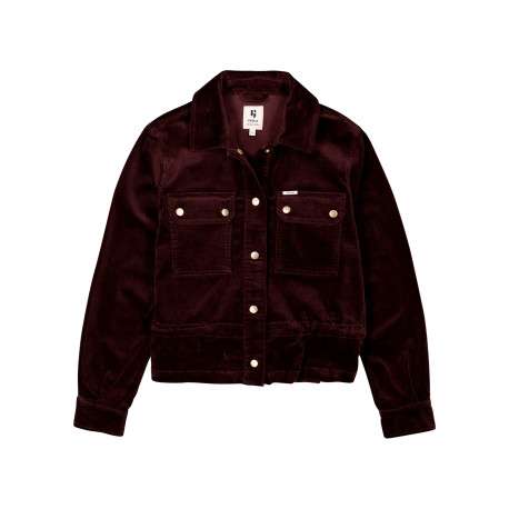 Blouson en coton marron à coupe droite pourvu d'un col à revers
