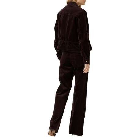 Blouson en coton marron à coupe droite pourvu d'un col à revers - Image 3