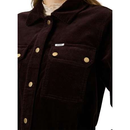 Blouson en coton marron à coupe droite pourvu d'un col à revers - Image 4