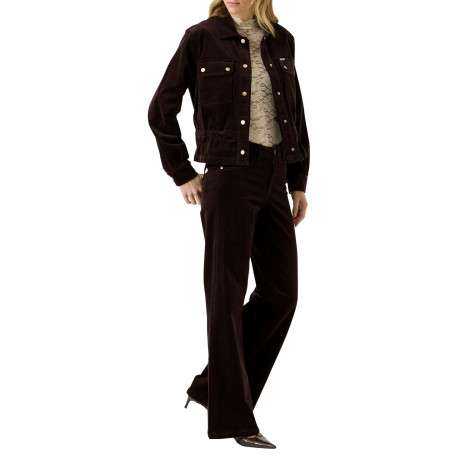 Blouson en coton marron à coupe droite pourvu d'un col à revers - Image 5