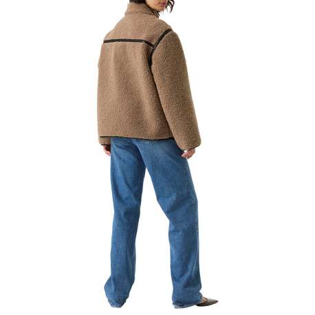 Blouson taupe à coupe ajustée pourvu d'un col montant et de manches longues - Image 4