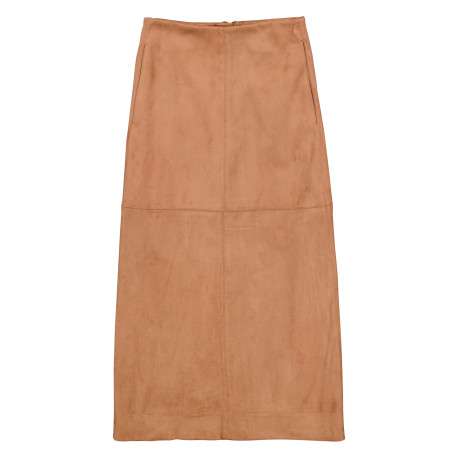 Jupe longue beige à coupe droite pourvu de poches italiennes