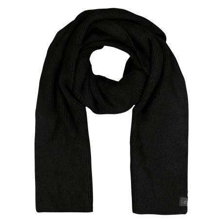 Écharpe noire en maille tricotée pourvue de l'étiquette de la marque