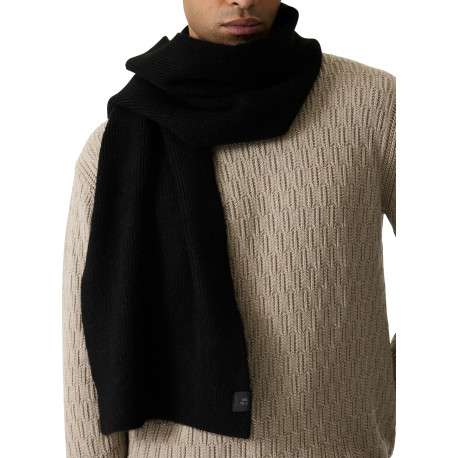 Écharpe noire en maille tricotée pourvue de l'étiquette de la marque - Image 3