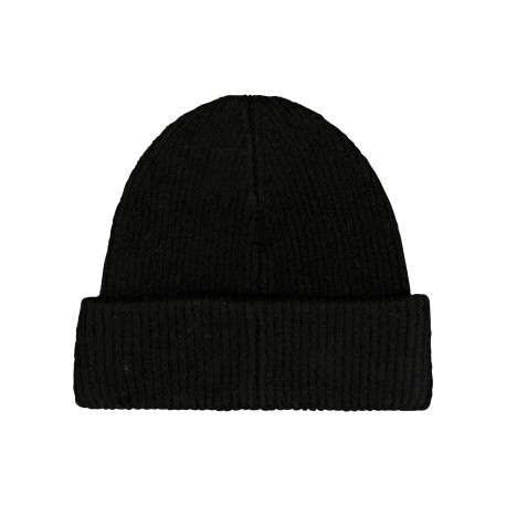 Bonnet noir en maille tricotée pourvu de l'étiquette de la marque - Image 2