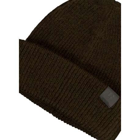 Bonnet kaki en maille tricotée pourvu de l'étiquette de la marque - Image 3